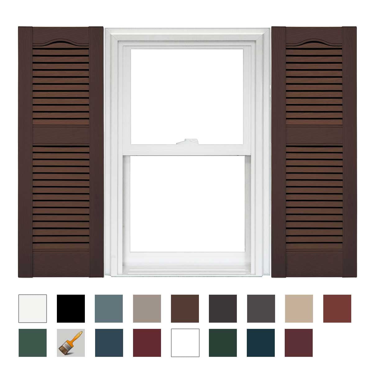 14.5 x 52 009 Federal Brown 1 Pair Mid America Open Louver Vinyl Shutters