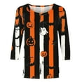 thumbnail image 4 of aohooy Halloween Tee Shirts for Women Plus Size 3/4 Sleeves Fall Shirts Halloween Theme Graphic Tees Tops Vacation Shirts Crewneck Pullover 2025 Multicolor,S, 4 of 5