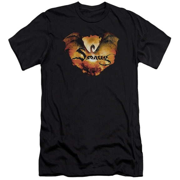 Hobbit Reign In Flame Premium Canvas Adult Slim Fit 30/1 T-Shirt Black