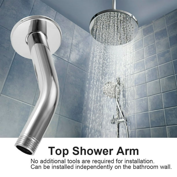 BokWin 6" Stainless Steel Shower Arm Extension - Brushed Nickel Wall Mount With Flange