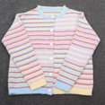 thumbnail image 4 of Fewfanhot Sweaters for Women Striped Cardigan Fall Trendy Rainbow Color Block Open Front Sweater Coats, 4 of 9