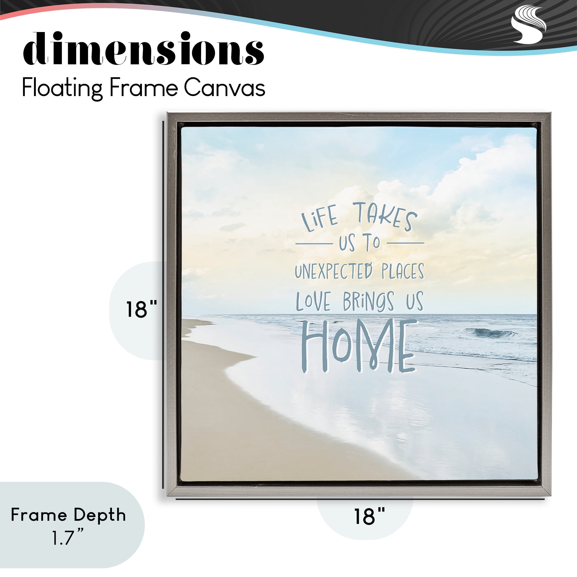 Stupell Industries Love Brings Us Home Inspiration Gray Framed Floater Canvas Wall Art, design by Natalie Carpentieri