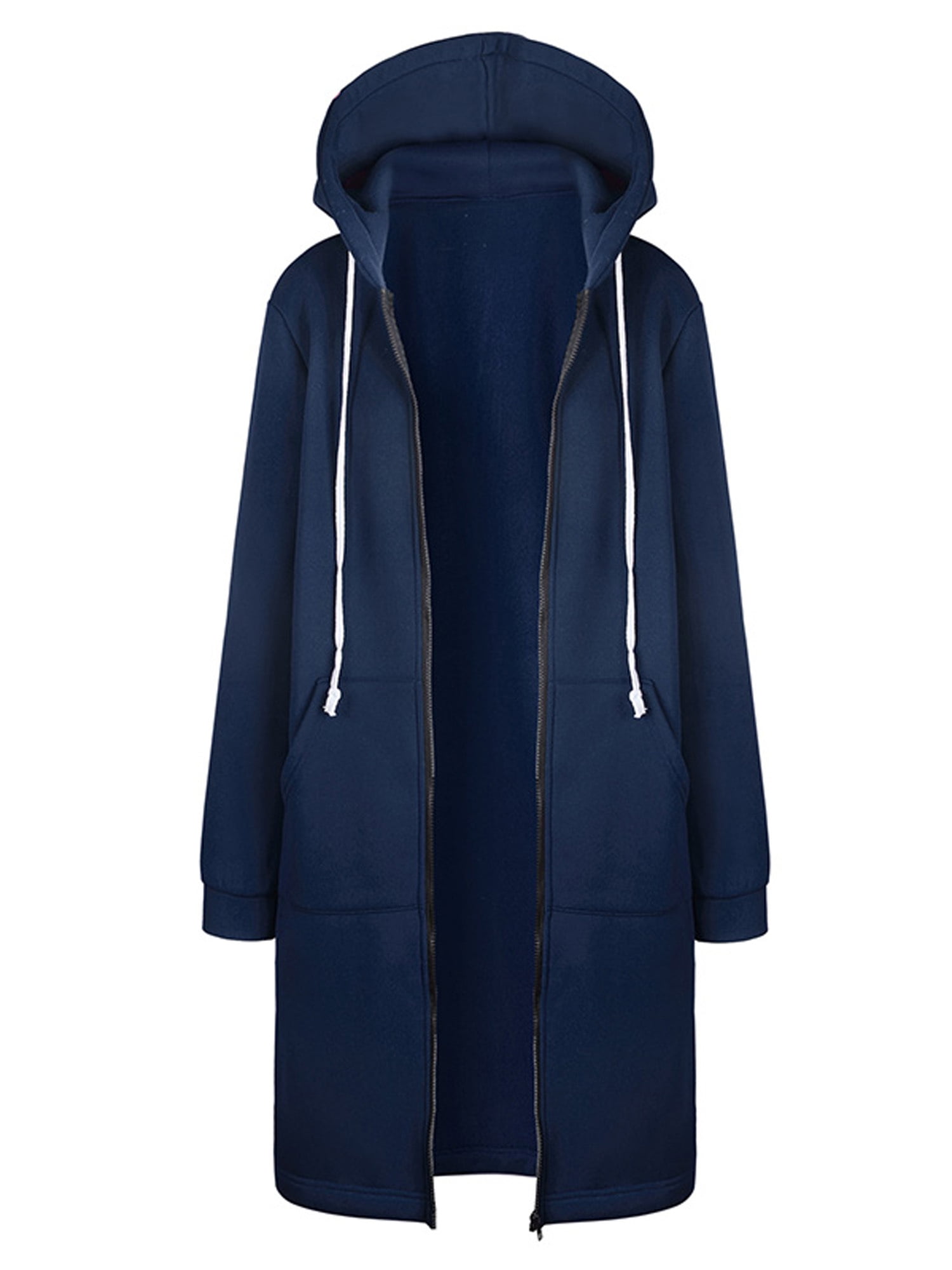 Women Winter Plus Size Long Hoodie Coat Warm Hooded Jacket Zip Parka