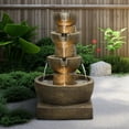 thumbnail image 2 of 27.7" H Concrete Modern Water Fountain 4-Tier Indoor/Outdoor Water Fountain w/LED Lights Cascading Waterfall Features for Home Garden Backyard Decor, 2 of 14
