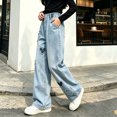 thumbnail image 6 of Edvintorg Straight Leg Jeans for Girls Cute Heart Patchwork Elastic Waist Wide Leg Denim Pants with Pockets Teen Girl Clothes 5-15, 6 of 6