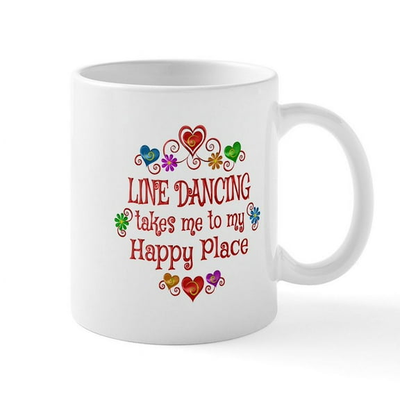 CafePress - Line Dancing Happy Place Mug - 11 oz Ceramic Mug - Novelty Coffee Tea Cup