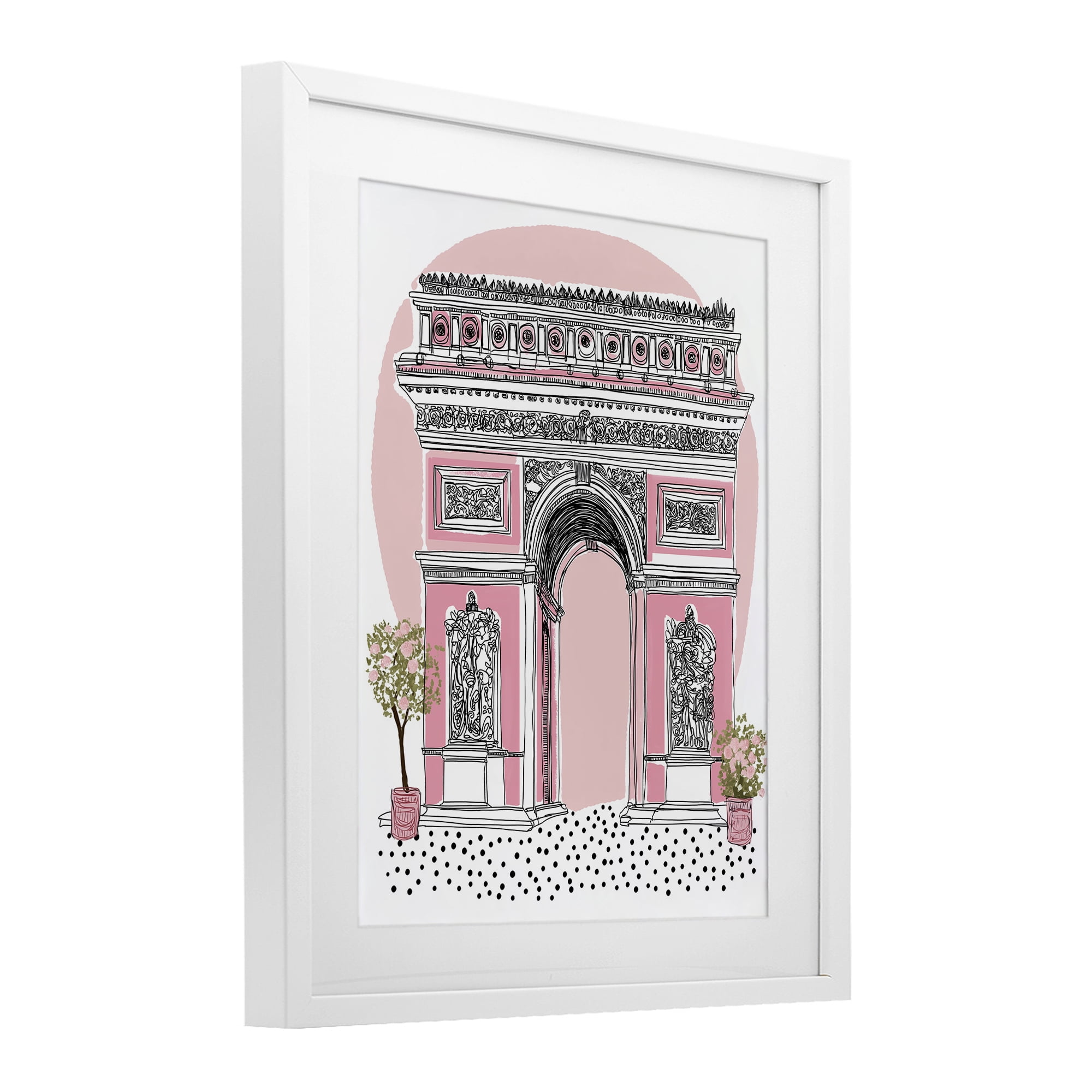 Stupell Industries Pink Neoclassical Archway White Framed Print Under Glass, design by Jess Stempel