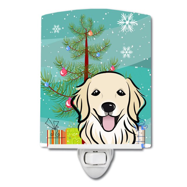 Luz de noche cerámica Caroline's Treasures árbol de Navidad Golden Retriever 6x4 multicolor