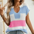 thumbnail image 5 of SELONE Women's Sleeveless Sweater Vest Summer V Neck Knitted Tank Tops Stripes Shirt Vacation Clothes Blue M, 5 of 5