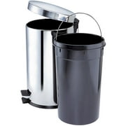 Step-Open Trash Can, Stainless Steel