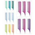 thumbnail image 4 of Juego de 3 peines para peinar el cabello color rosa, antiestáticos, con forma de cola de rata y dientes suaves, ideales para uso en salones de belleza., 4 of 5