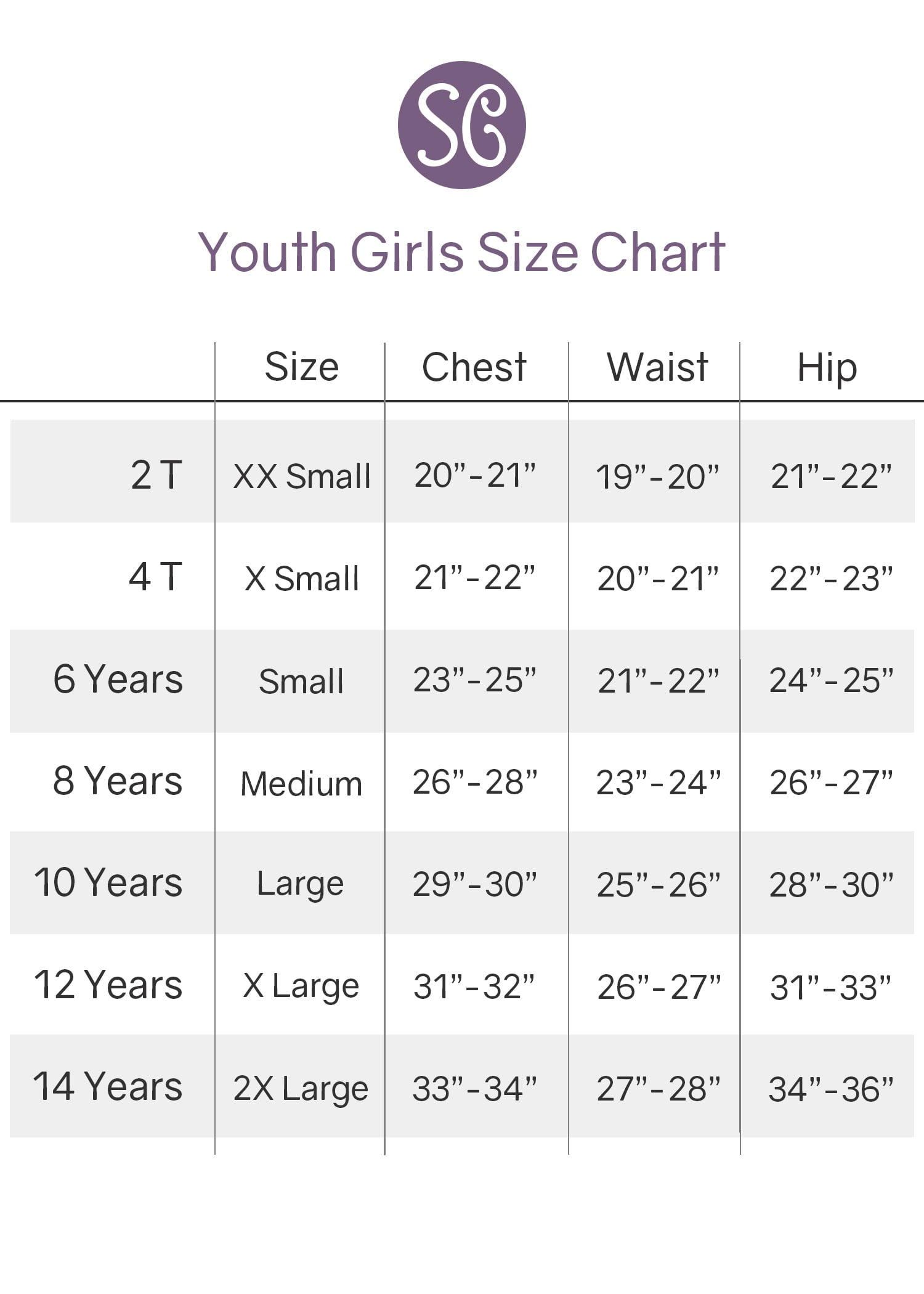 Kids' Size Chart and Fit Guide
