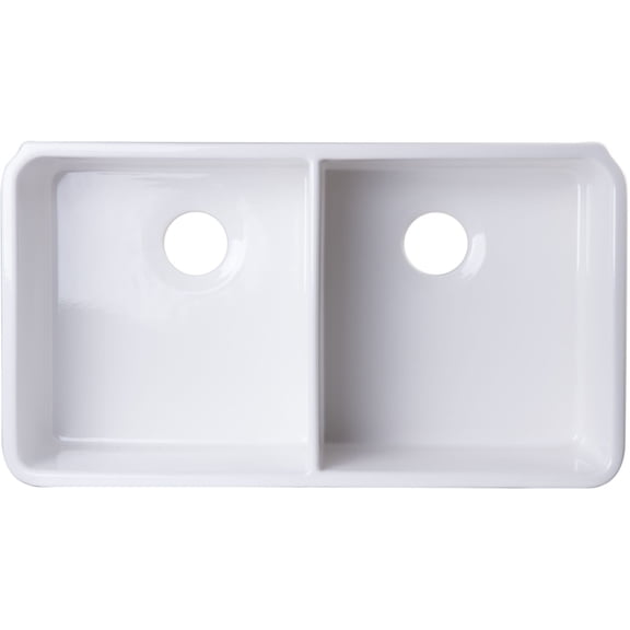 ALFI brand AB512UM-W 32 inch White Double Bowl Fireclay Undermount Kitchen Sink