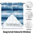 thumbnail image 3 of Blue Strip Swag Curtain Valance for Windows, Retro Watercolor Ripple Window Treatments Short Swag Topper for Kitchen Windows Bathroom Bedroom, 36"x36", 3 of 8