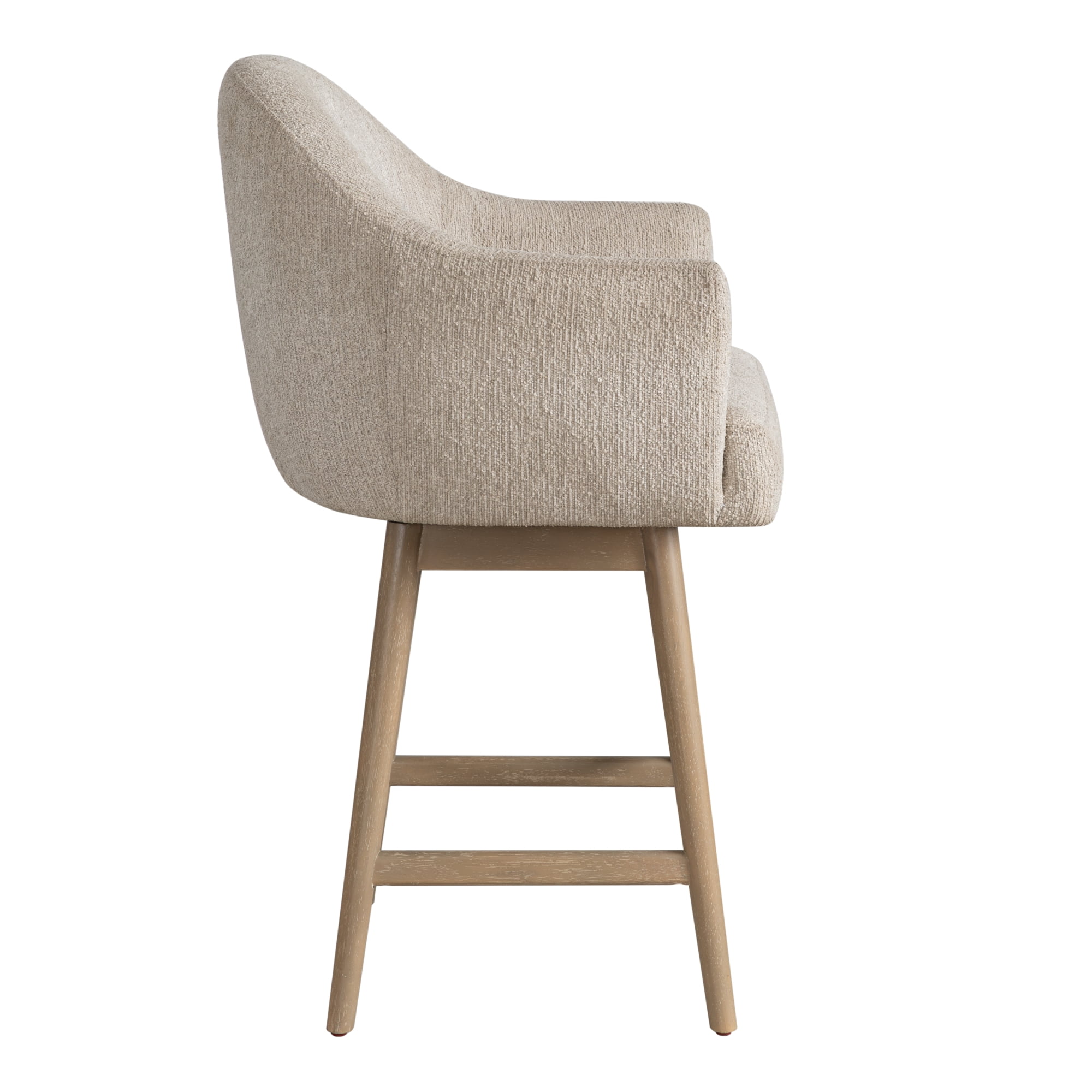 Jaxon Solid Wood Upholstered 26" Counter Height Swivel Barstool with Ancient Stone Fabric Seat - Set of 3