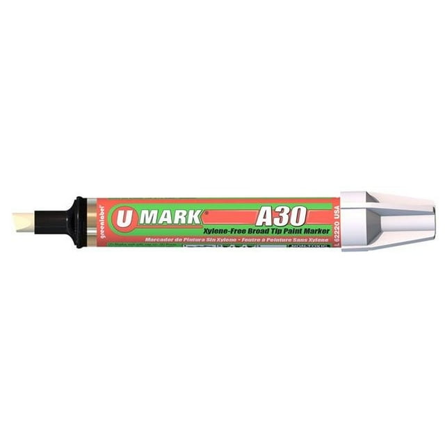 U-Mark UMARK10305 A30 Broad Tip Paint Marker, White - 6 per Box