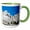 Green/White, variant on 3drose, South Dakota, Mt.rushmore National Memorial, Gutzon Borglum Sculptor, 15oz Mug