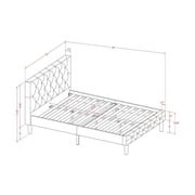 Rustic Revival Furniture Platform Bed - Button Tufted Velvet Fabric Padded Headboard & Footboard, Black Legs