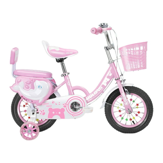 Vélo pour Enfants 12-20 Po Bicyclette pour Filles de 3 à 13 Ans avec Roues Stabilisatrices Panier Filet de Protection Roue Fash