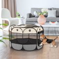 thumbnail image 5 of Medium Dog Playpen Cat Pen with Waterproof Bottom and Removable Zipper Top, Travel Pet Play Pen with Side Door for Dogs Cats, White, 5 of 6