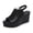 Black, variant on Women's Platform Wedge Gladiator Dressy Sandals Fashion Casual Metallic Leather Peep Toe Chunky High Heels Elastic Slingback Summer Shoes for Ladies Silver Size 9.5