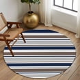 thumbnail image 2 of Round Area Rug 5 Ft, Grey Navy Blue Striped Washable Non-Slip Circle Carpet for Living Room/Bedroom, Farmhouse Stripes Modern Abstract Art Low-Profile Runner Mats Collection Rugs for Indoor, 2 of 8