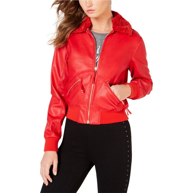 Guess Mujer Tani Aviator Chaqueta, Rojo, Grande Guess Chaqueta de aviador