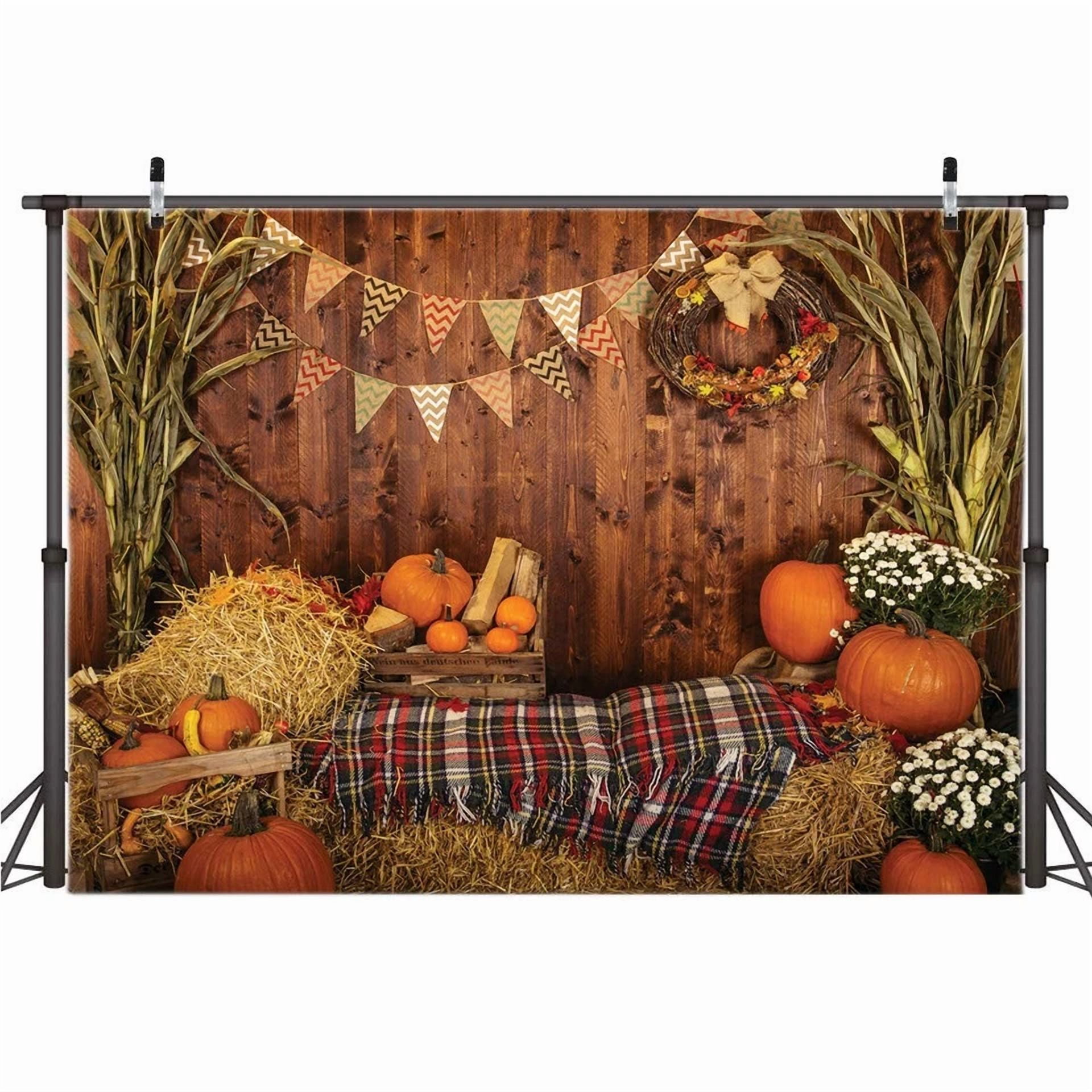 BUTTERFLY- Aiikes 7X5Ft Fall Thanksgiving Photo Backdrop Rustic Wood Board Barn Harvest