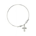 thumbnail image 2 of 8 inch Round Double Loop Bangle Bracelet w/ Cross medal charm w/ March Blue Swarovski Crystal, 2 of 3