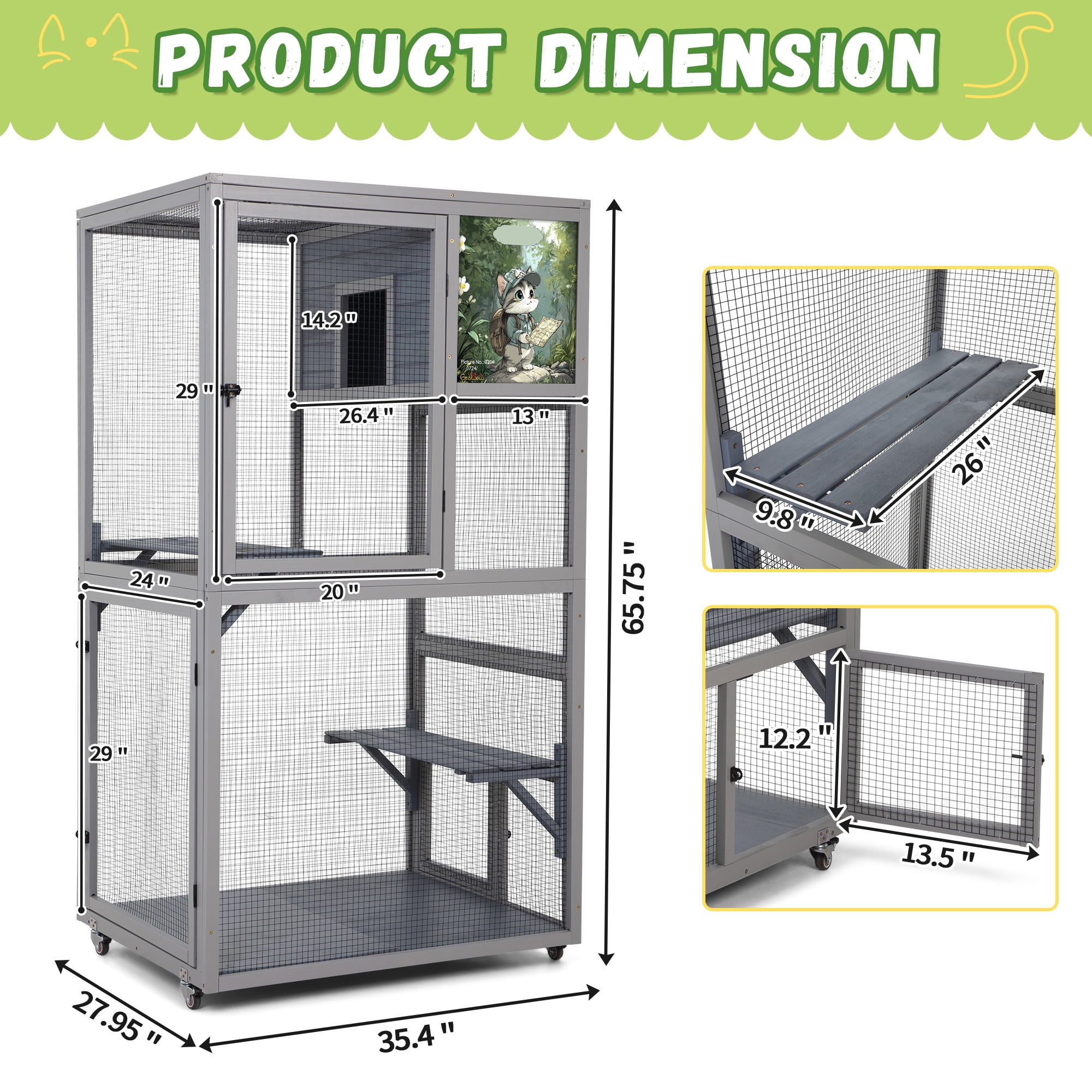 COZIWOW Catio on Wheels for Patio, Outdoor Cat Enclosure Window Access