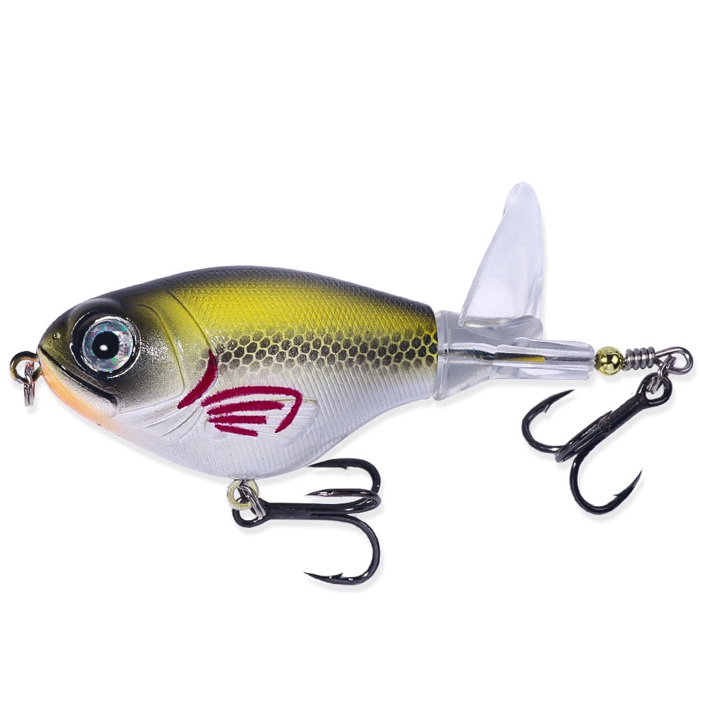 HENGJIA 6PCS Topwater Fishing Lures Bass Baits and Lures, Top Water Bass Lures with Rotating Tail, Top Water Floating Pencil Plopper Lures Freshwater or Saltwater