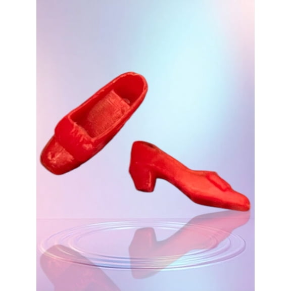 MOD Francie Chunky Square Toe Heels Bow Doll Shoes ORANGE Red