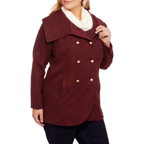 Maxwell Studio Women's Plus-Size Tulip Faux Wool Double-Breasted ...