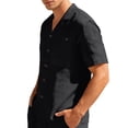 thumbnail image 4 of JAJAHO Button Up Shirts Men Linen Short Sleeve Summer Beach Casual Loose Fit Collared Solid Color Shirt With Pocket Business Work Wear Stylish Tops, 4 of 6