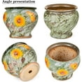 thumbnail image 2 of Ceramic Hand Painted Succulent Flower Pots, 9 Inch Large Pottery Pots for Indoor Outdoor Plants, Decorative Ceramic Vase for Flower Arrangement Home Decor, Vintage Centerpieces Flowerpot, 2 of 14