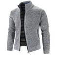 thumbnail image 3 of Ikevan Mens Winter Turtleneck Zipper Long Sleeve Knitted Sweater Top Outwear Coat Gray XL, 3 of 3