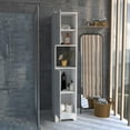 thumbnail image 4 of Nmkwnr 2 Door Storage Cabinet with 4 Inner Shelves and 1 Open Shelf, 69" H Storage Cabinet for Living Room, Bathroom, White, 4 of 7