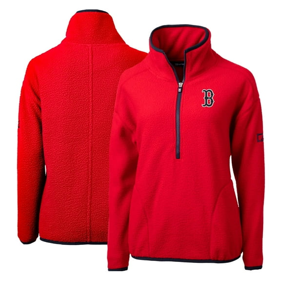 Women's Cutter & Buck Red Boston Red Sox Cascade Eco Sherpa Fleece Quarter-Zip Pullover Jacket