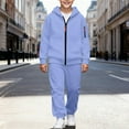 thumbnail image 2 of XIMIN Boys 2 Piece Sweatsuit Zip Up Hoodie Sweatshirt Kids Long Sleeve Fleece Sweatshirt and High Waisted Sweatpants with Multi Pocket Fall Casual Thermal Athletic Set, 2 of 6
