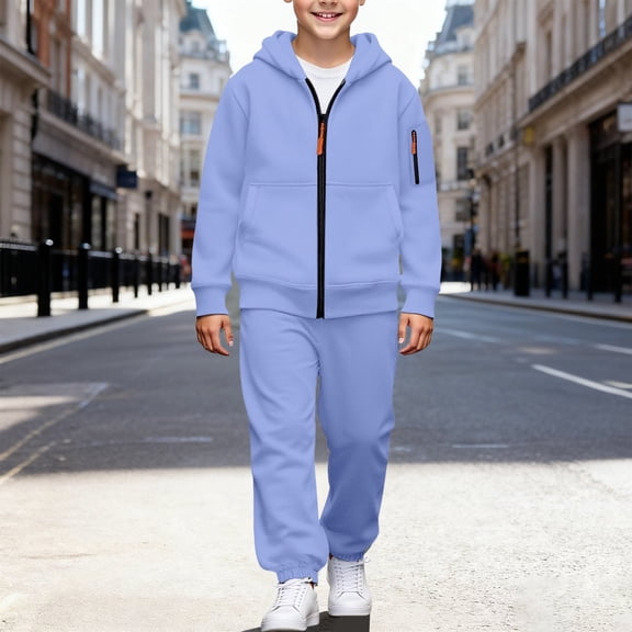 XXWXYD Boys 2-Piece Track𝗌uit Set, Zip Up Pullover Hoodie Windbreaker Jacket & Jogger Pants, Fleec𝖾-Lined Sportswear 𝖠thleti𝖼 Sweatsuit for Kids