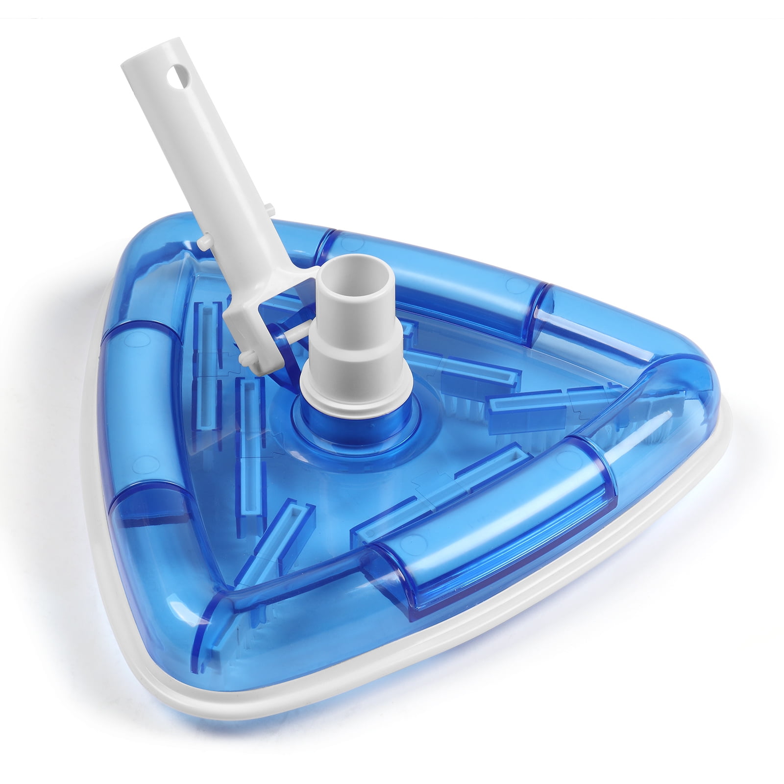 Ktaxon Transparent Triangular Pool Vacuum Head, 7-Brush Design for Efficient Corner Cleaning, Fits 1.25" & 1.5" Hoses