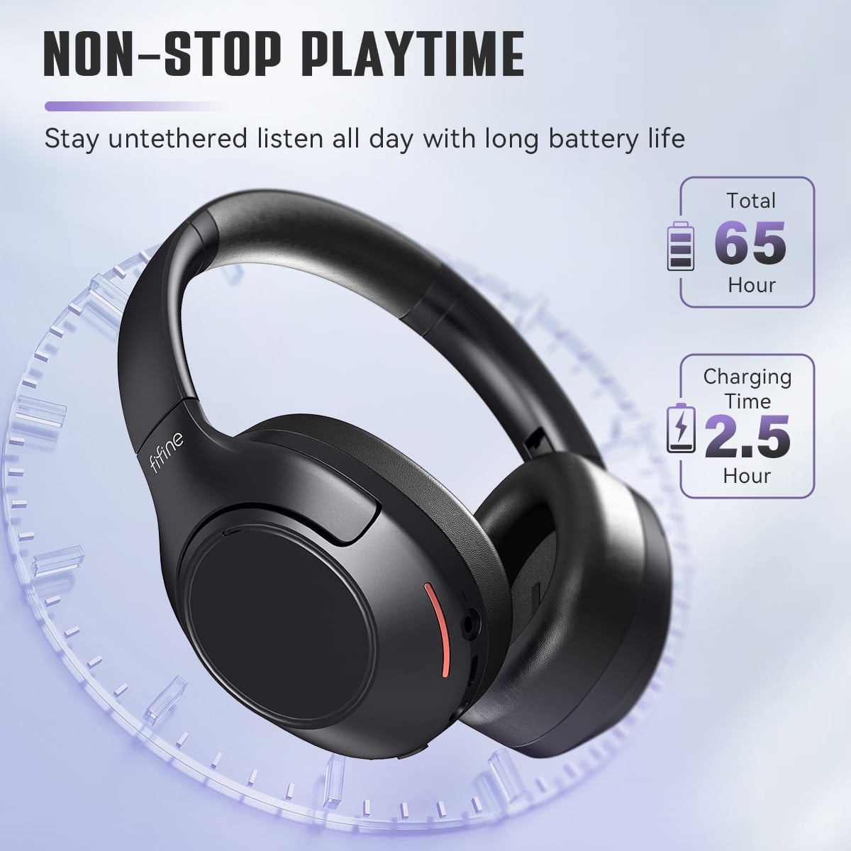 FIFINE X3 Wireless Over-Ear Headphones for iPhone/Mac, Bluetooth Headphones with ANC Noise Cancelling, Transparency Mode, 3.5mm Jack, 65H Playtime