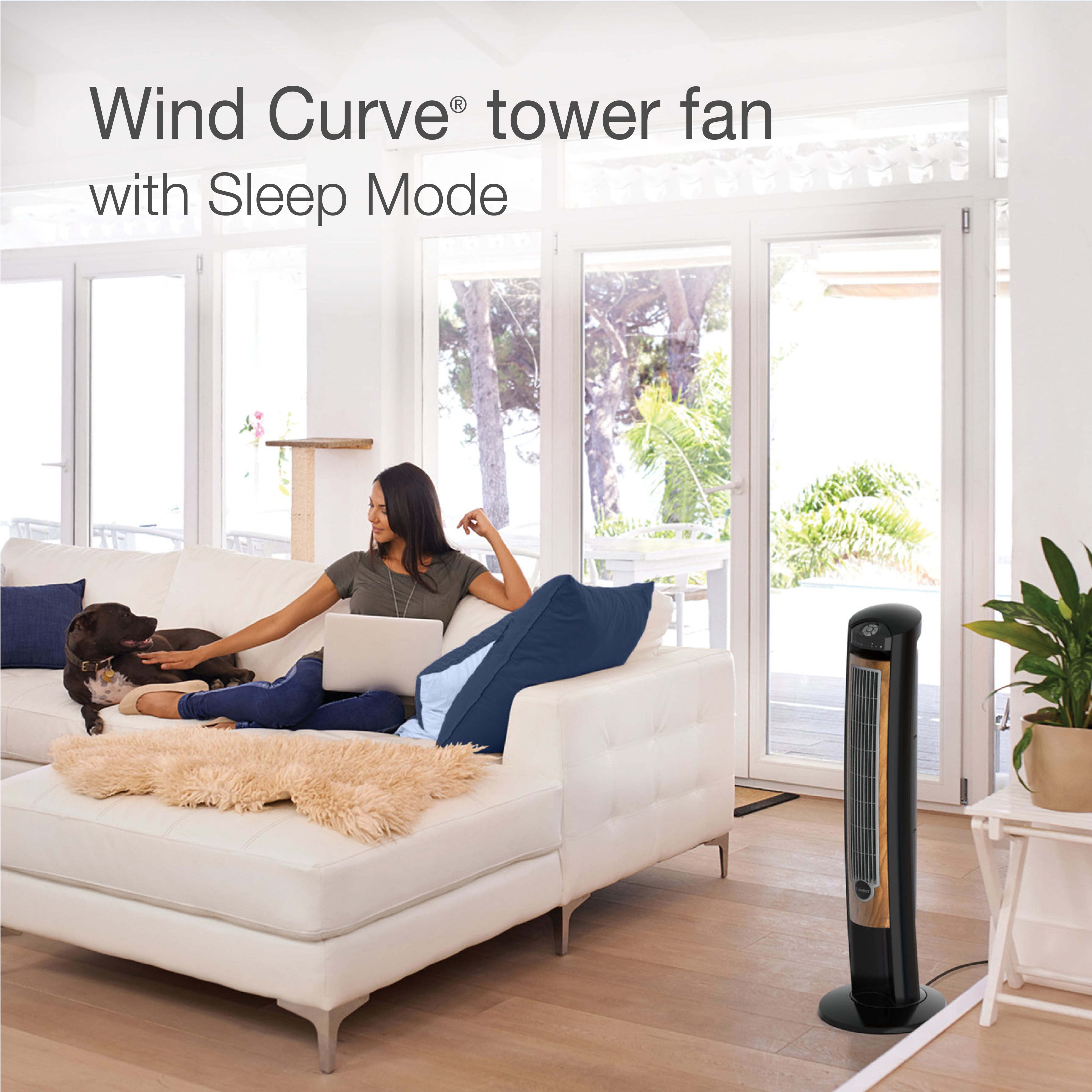 Lasko 42 Wind Curve Tower Fan with Sleep Mode and Remote, T42050,  Black/Brown, 13”L - Walmart.com