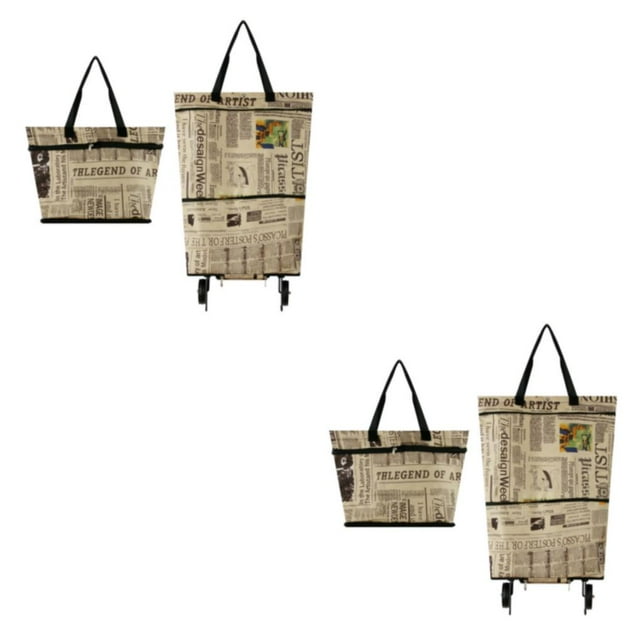 Decodeary Shopping Trolley Bag Wide Application And Fashionable Reusable Foldable English newspaper 2Set