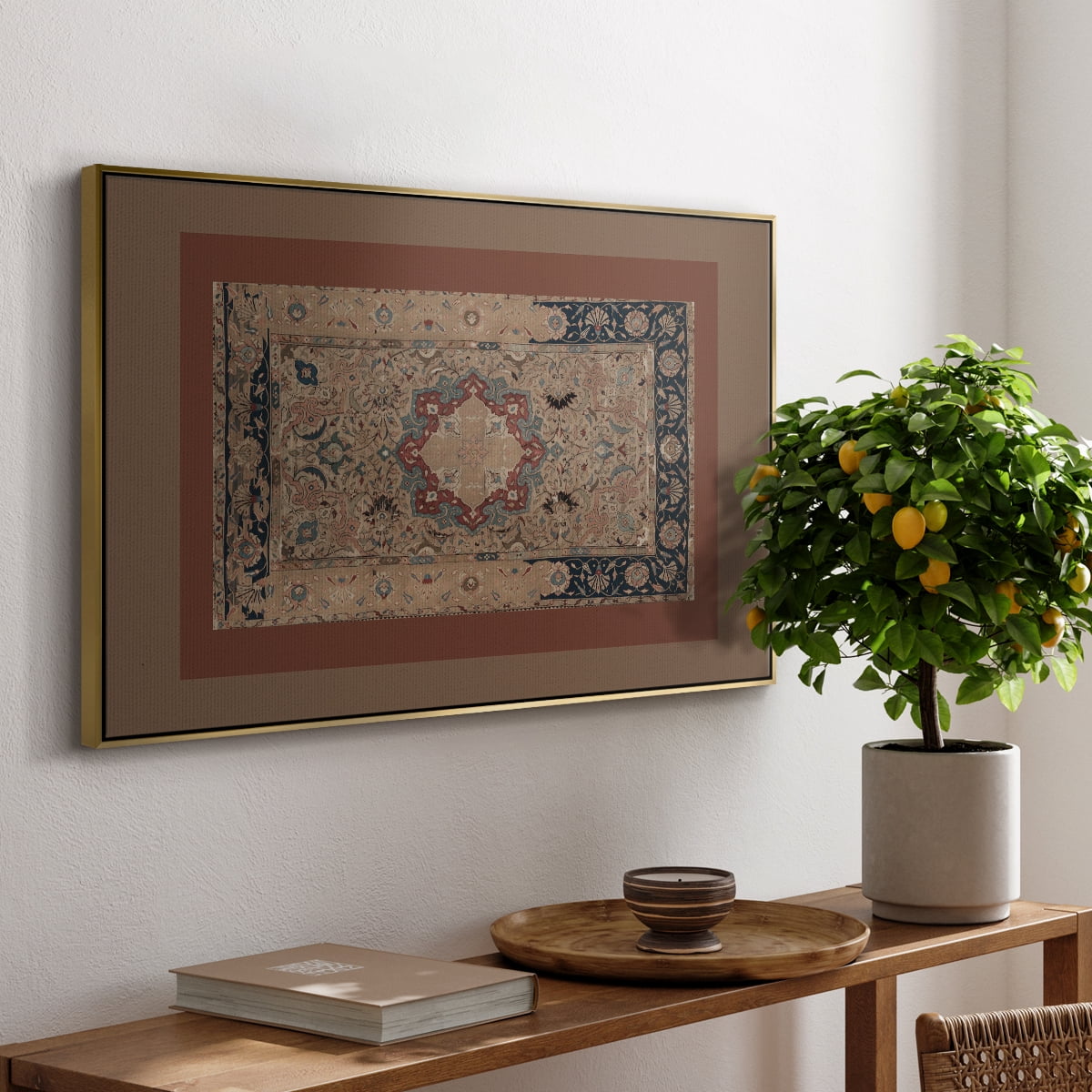 Vintage Abstract Print-XII Framed in Gold Wood Gallery Wrapped Canvas 25 in. x 37 in.