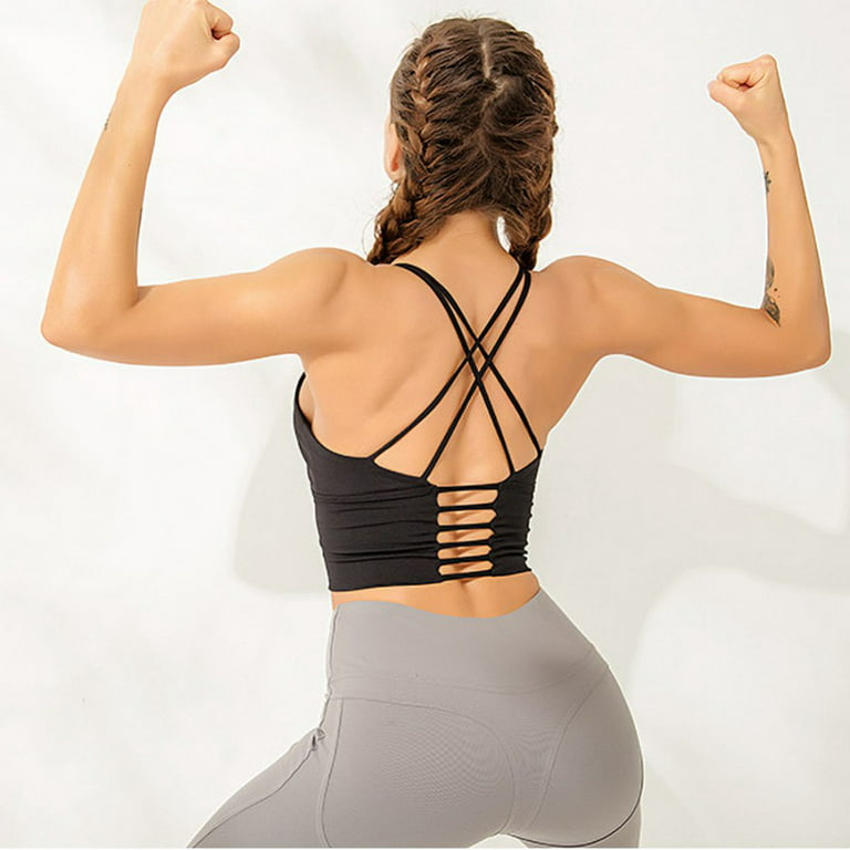 Shockproof Gathered High-Intensity Sports Underwear Yoga Fitness Thin  Shoulder Straps Cross Beautiful Back Sports Bra