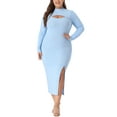 thumbnail image 2 of GRACE & GRANDEUR Women's Plus Size Bodycon Dress Knee Slim Cut Out Dresses 2023 3X Blue, 2 of 6
