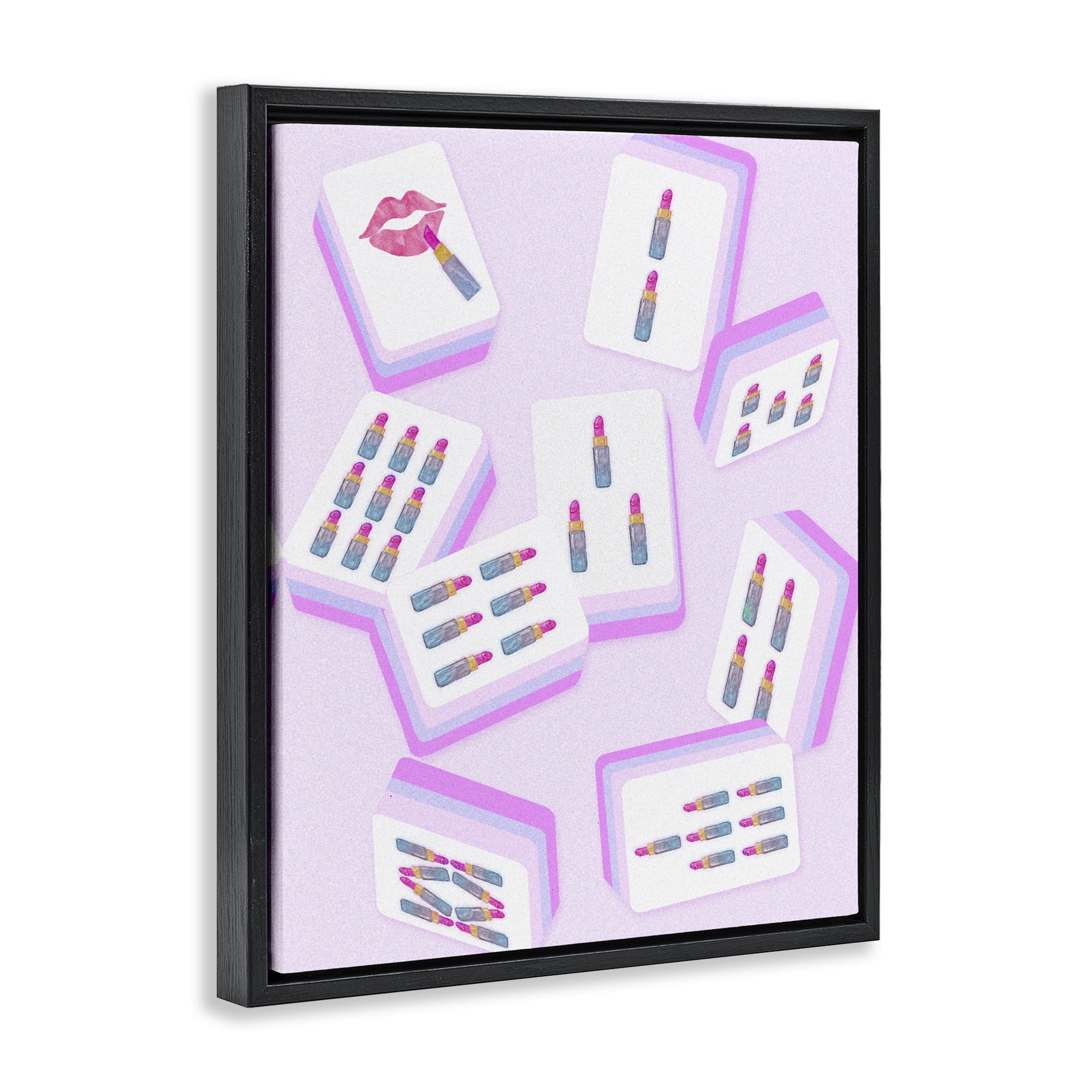 Stupell Industries Glam Lipstick Mahjong Tiles Black Framed Floater Canvas Wall Art, design by Ziwei Li