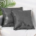 thumbnail image 2 of Unique Bargains Sequin Throw Pillow Covers 2 Glitter Decorative Pillow Cases Cushion Cover Gray 18" x 18", 2 of 6