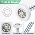 thumbnail image 2 of Uxcell 4-Pack Rodillos de Puerta de Garaje de Nylon, Ruedas de Puerta de Garaje de 1.8" con Varilla de 7.48", 6200zz para Puertas de Garaje/Puertas de Solapa, Blanco, 2 of 6